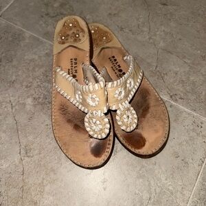 Tan and White Palm Beach Sandals Size 7